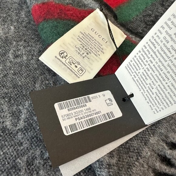 Gucci Wool Angora GG Web New Nikky Scarf - Picture 5 of 6
